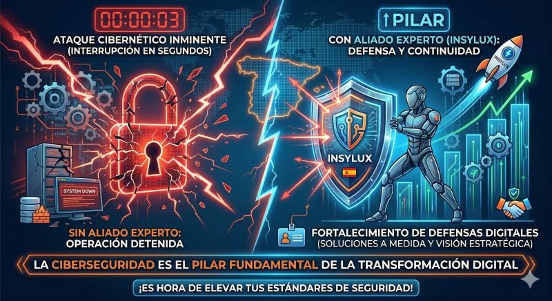 Escudo digital avanzado protegiendo la infraestructura de una organización frente a ataques cibernéticos en España y Colombia.