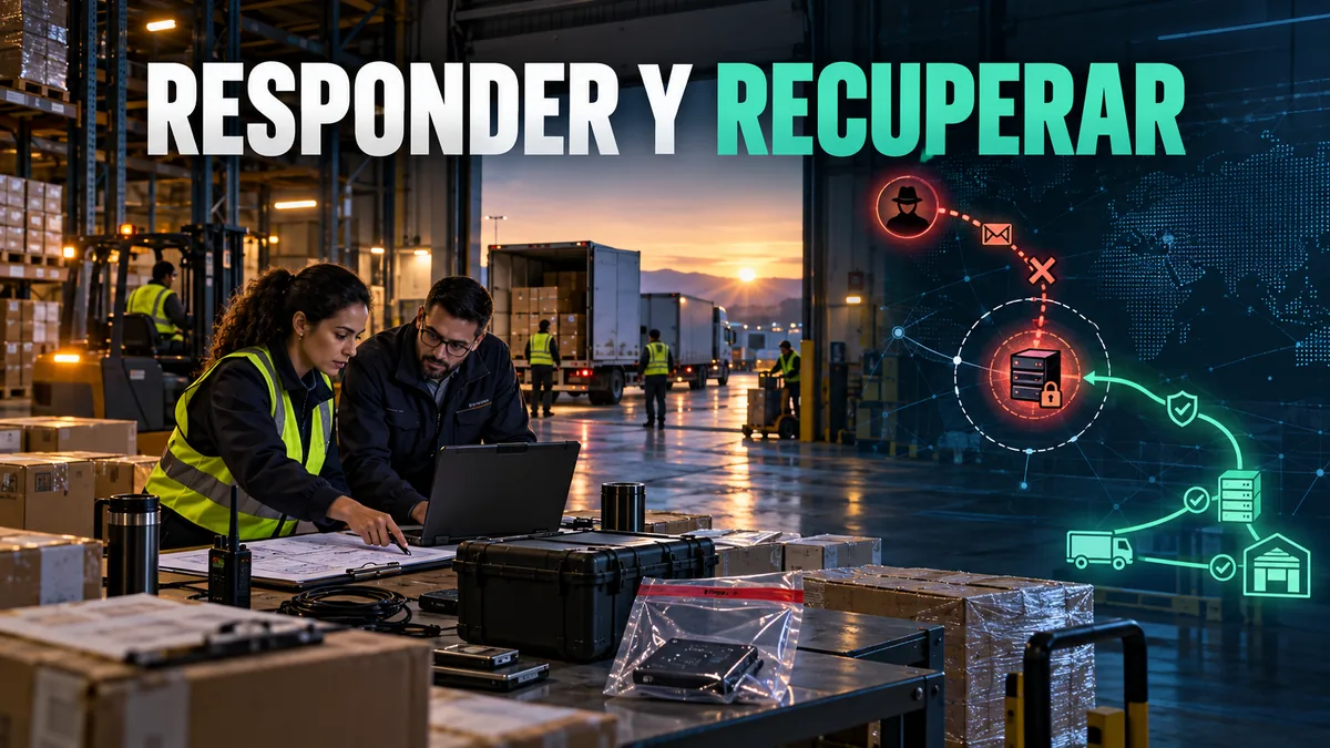 Equipo de respuesta coordina evidencia y recuperación logística bajo el titular Responder y recuperar.