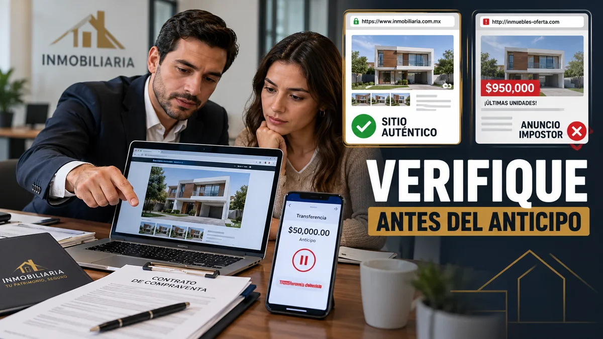 Portada editorial «VERIFIQUE ANTES DEL ANTICIPO»: la vivienda anunciada puede ser falsa: cómo verificarla.